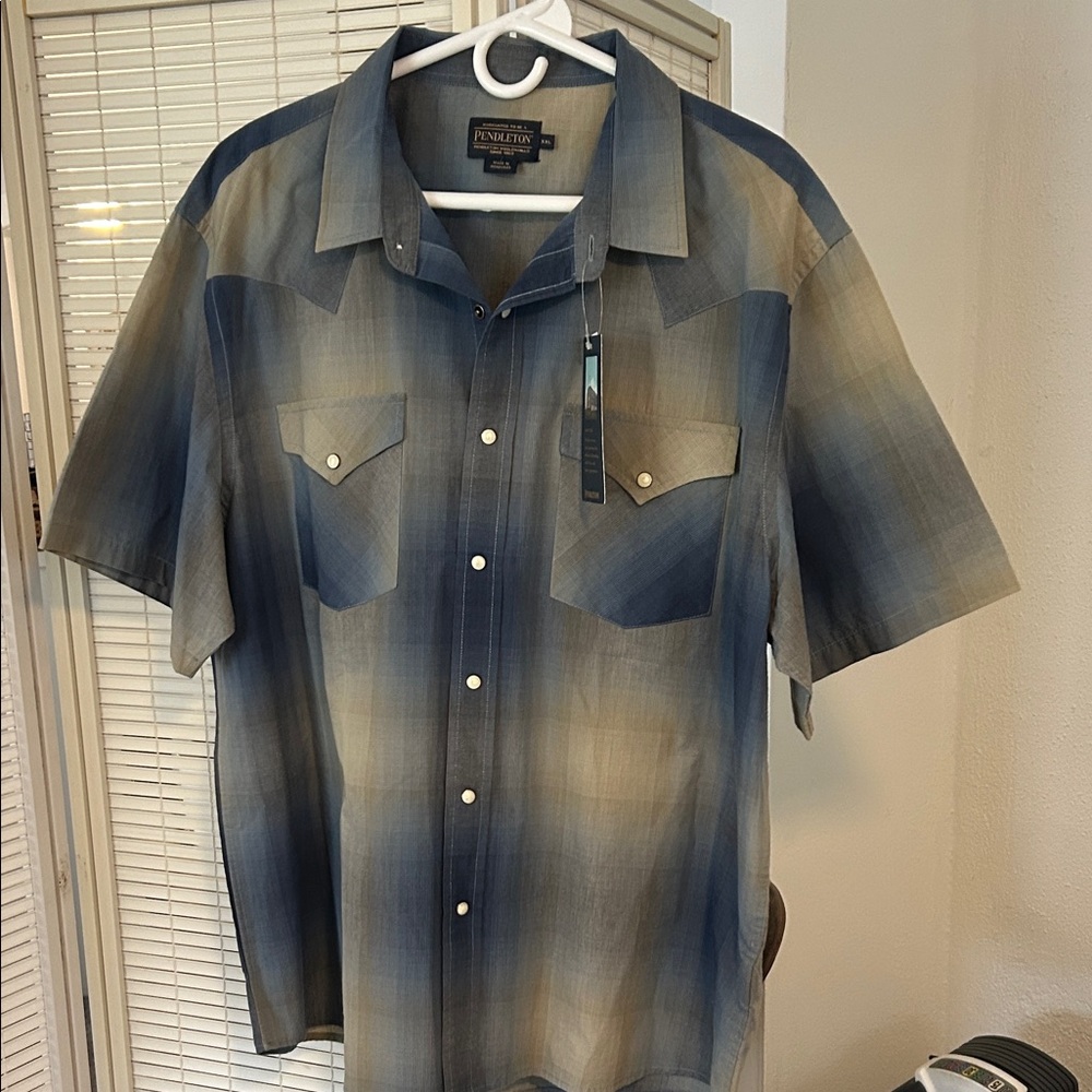 Pendleton Frontier Men's Gradient Blue and Tan Shirt